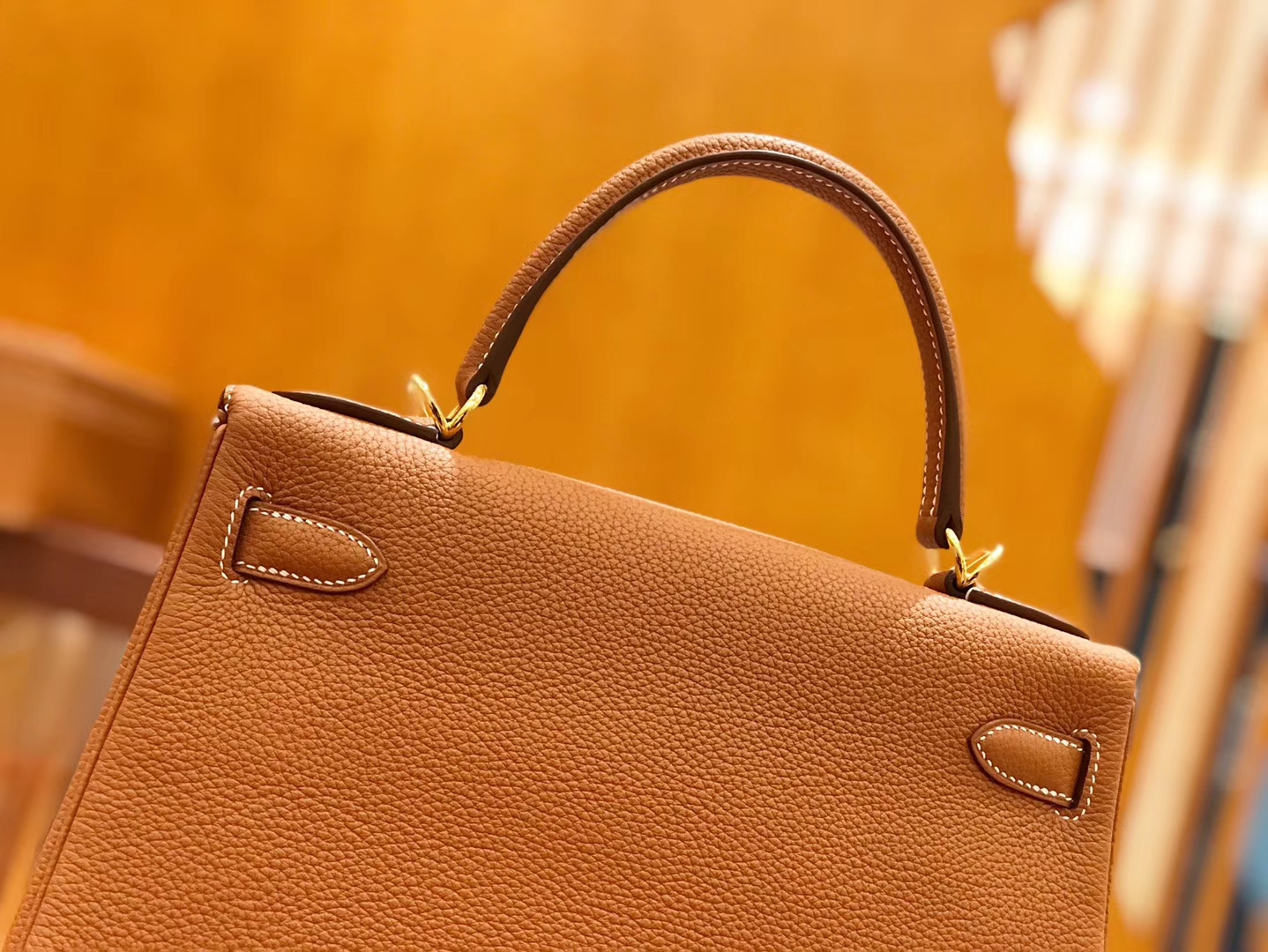 Hermès（爱马仕）Kelly 28cm togo 牛皮 金棕色 金扣 全手工缝制 现货
