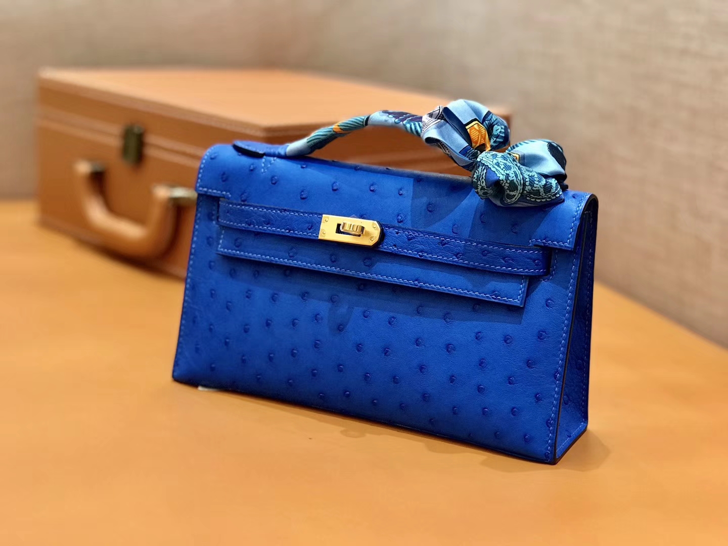 Hermès（爱马仕）MiniKelly 迷你凯莉 电光蓝 鸵鸟皮 1代 22cm