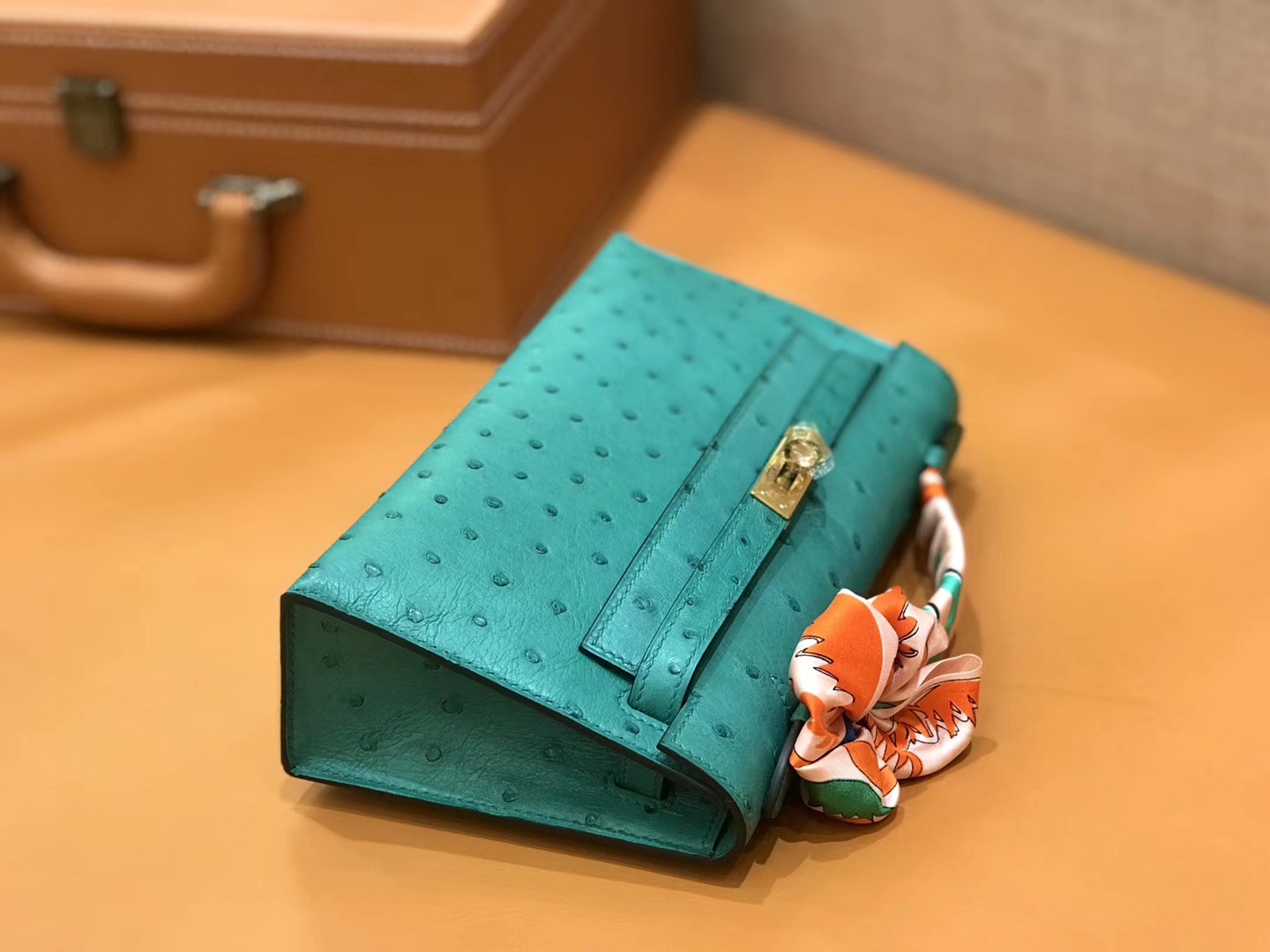 Hermès（爱马仕）Mini 1代 鸵鸟皮 丝绒绿 全手工缝制 现货