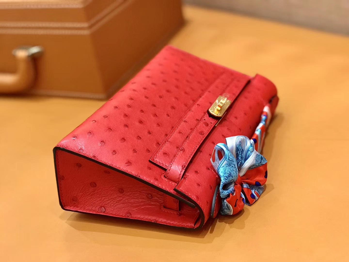 Hermès（爱马仕）MiniKelly 迷你凯莉 中国红 鸵鸟皮 1代 22cm