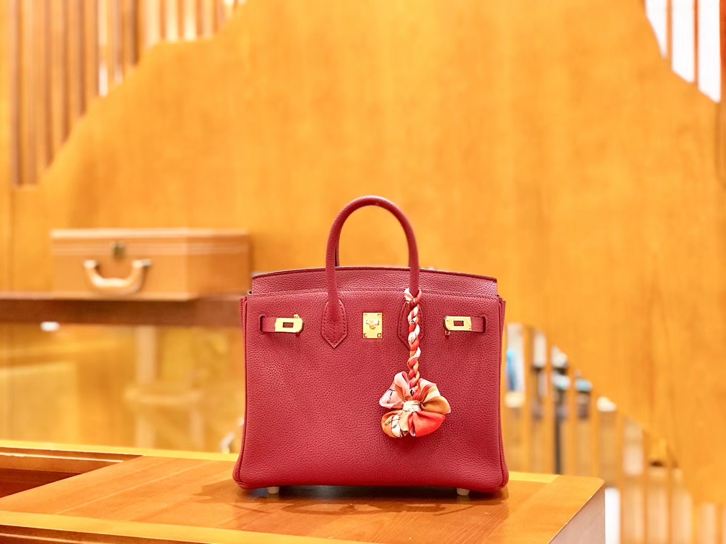 Hermès（爱马仕）Birkin 25cm 石榴红 金扣 全手工缝制