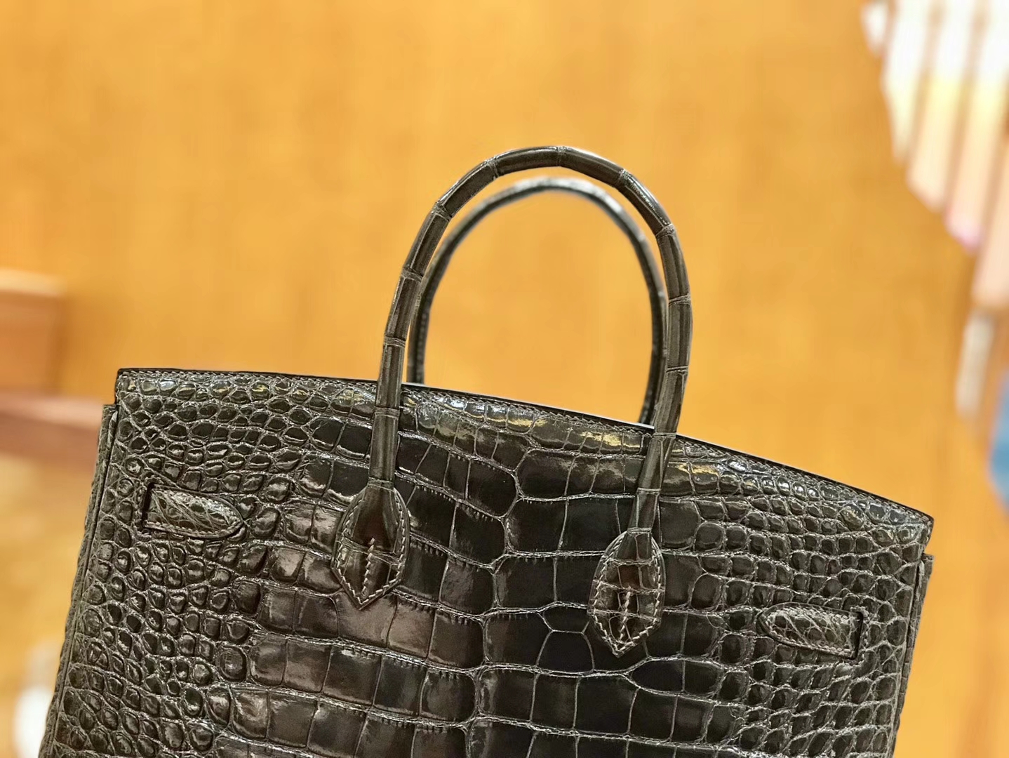 Hermès（爱马仕）Birkin 35cm 美洲鳄鱼 锡器灰