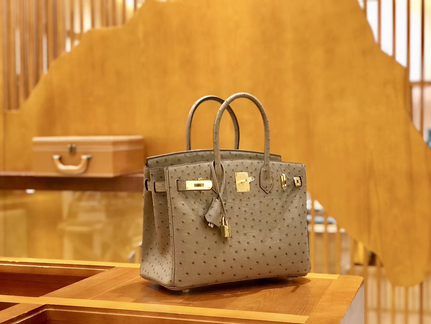 Hermès（爱马仕）Birkin 30cm 大象灰 金扣 鸵鸟皮 全手工缝制 现货