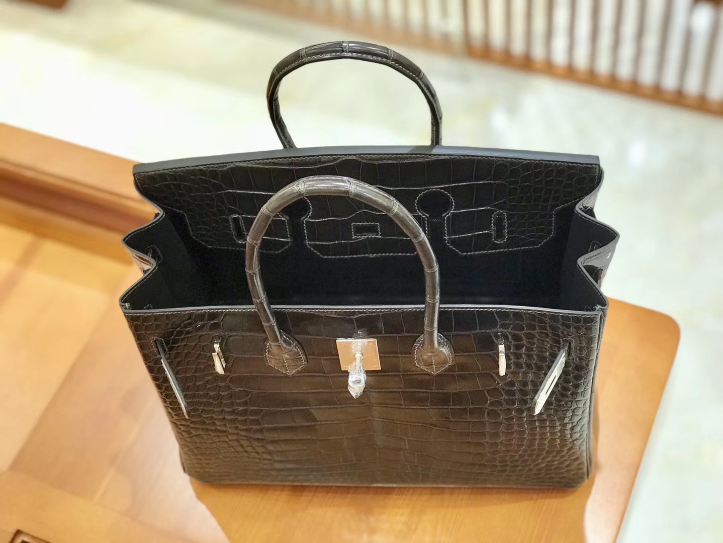 Hermès（爱马仕）Birkin 35cm 美洲鳄鱼 锡器灰