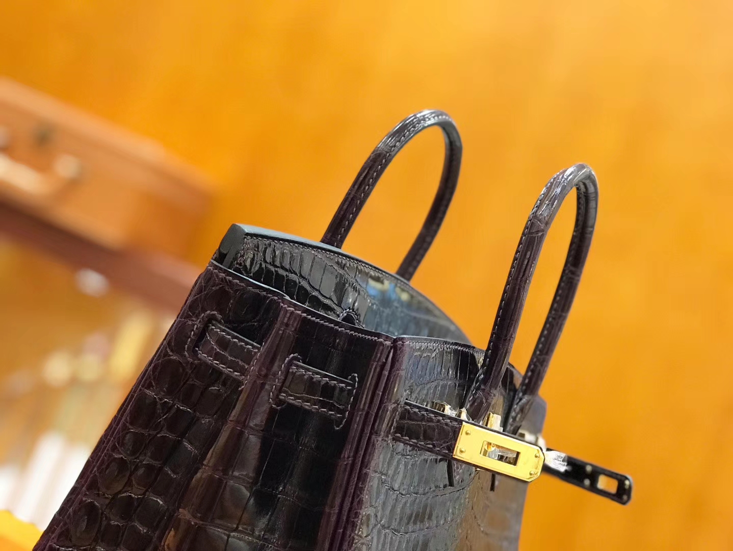 Hermès（爱马仕）Birkin 25cm 鳄鱼皮 茄子紫 不是黑色哦