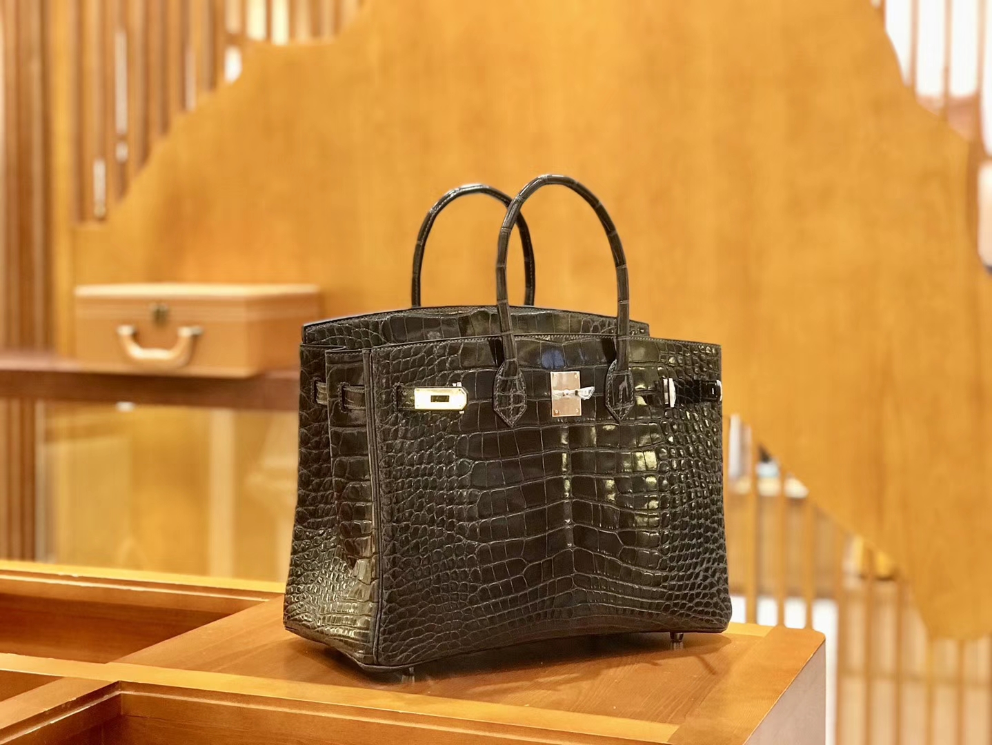 Hermès（爱马仕）Birkin 35cm 美洲鳄鱼 锡器灰