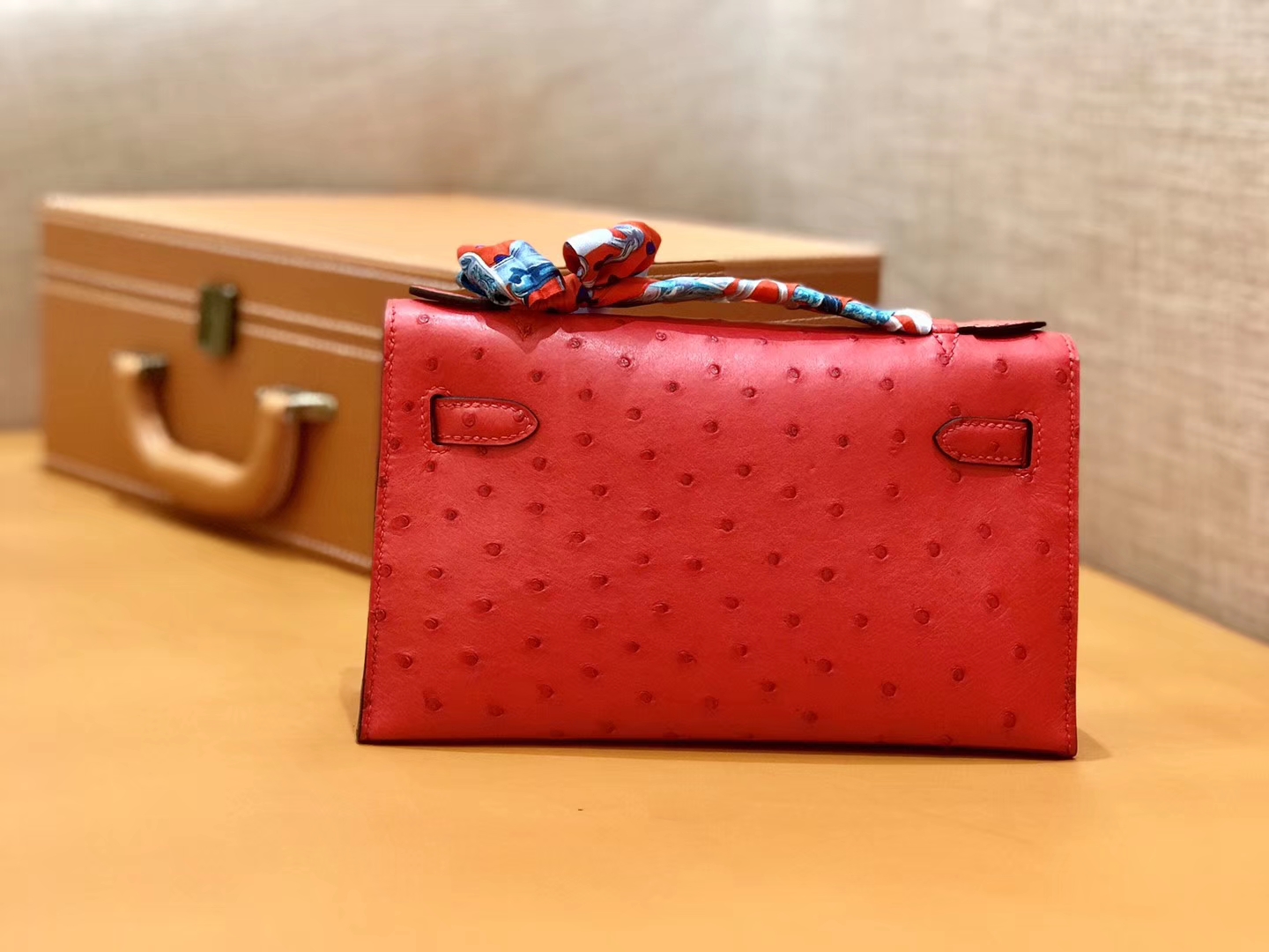 Hermès（爱马仕）MiniKelly 迷你凯莉 中国红 鸵鸟皮 1代 22cm
