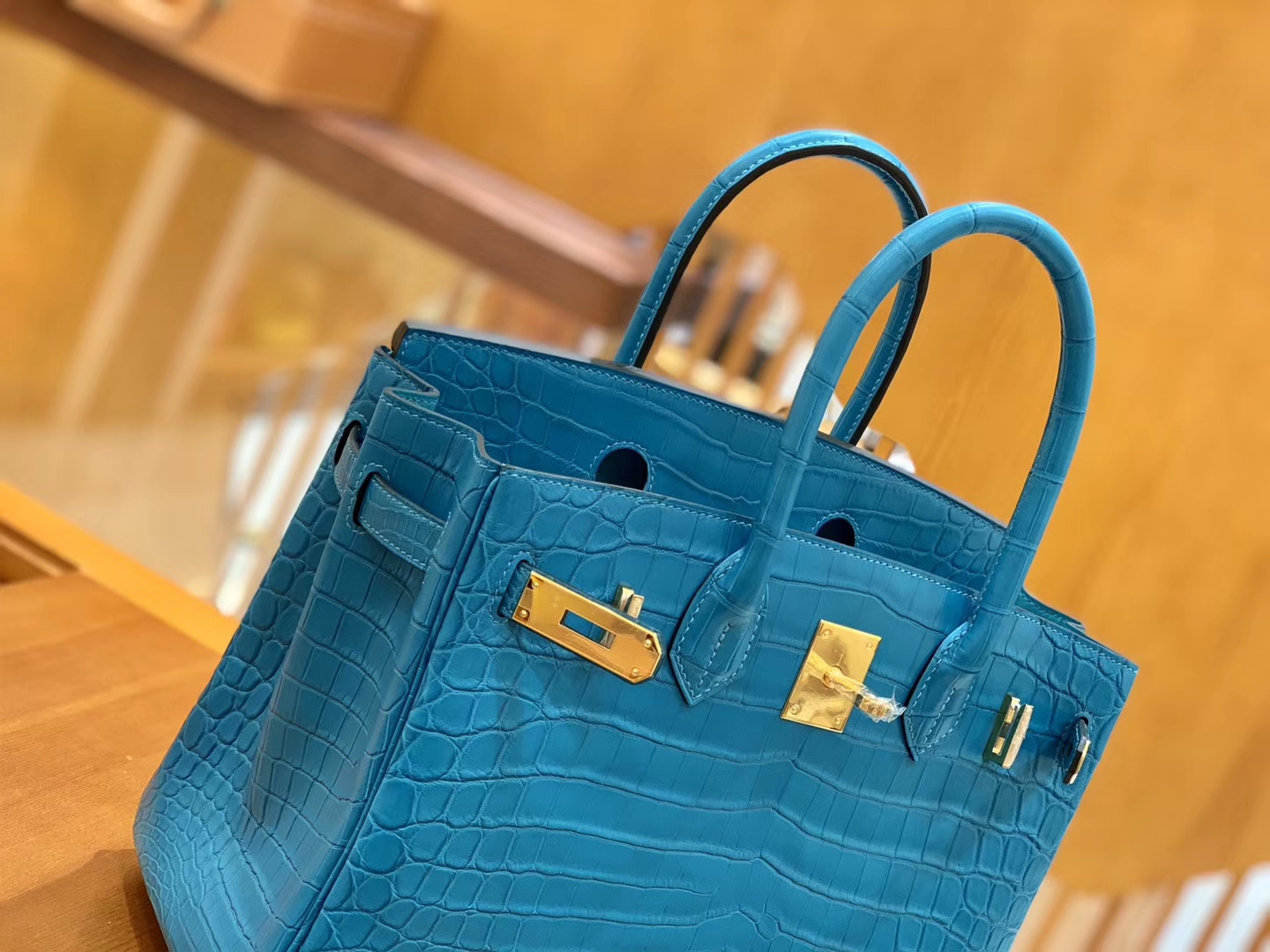Hermès（爱马仕）Birkin 30cm 雾面 尼罗鳄鱼皮 伊兹密迩蓝 金扣 全手工缝制