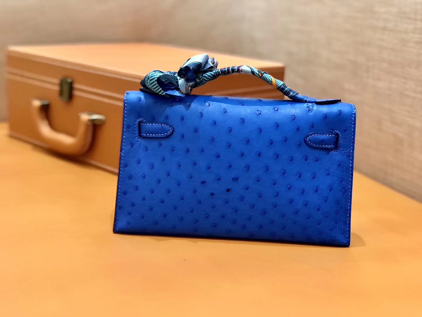 Hermès（爱马仕）MiniKelly 迷你凯莉 电光蓝 鸵鸟皮 1代 22cm