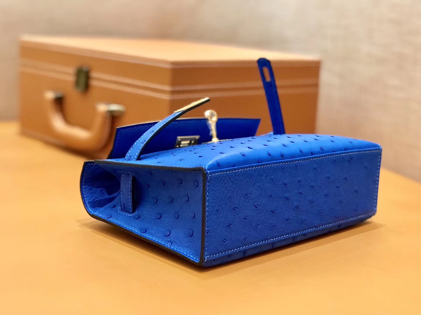 Hermès（爱马仕）MiniKelly 迷你凯莉 电光蓝 鸵鸟皮 1代 22cm