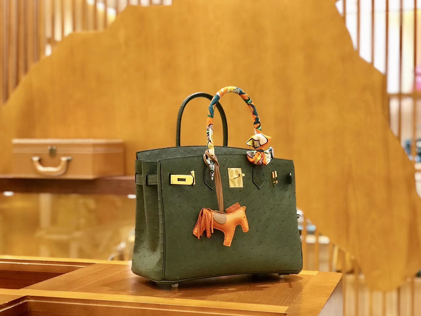 Hermès（爱马仕）Birkin 30cm 丛林绿 金扣 鸵鸟皮 全手工缝制