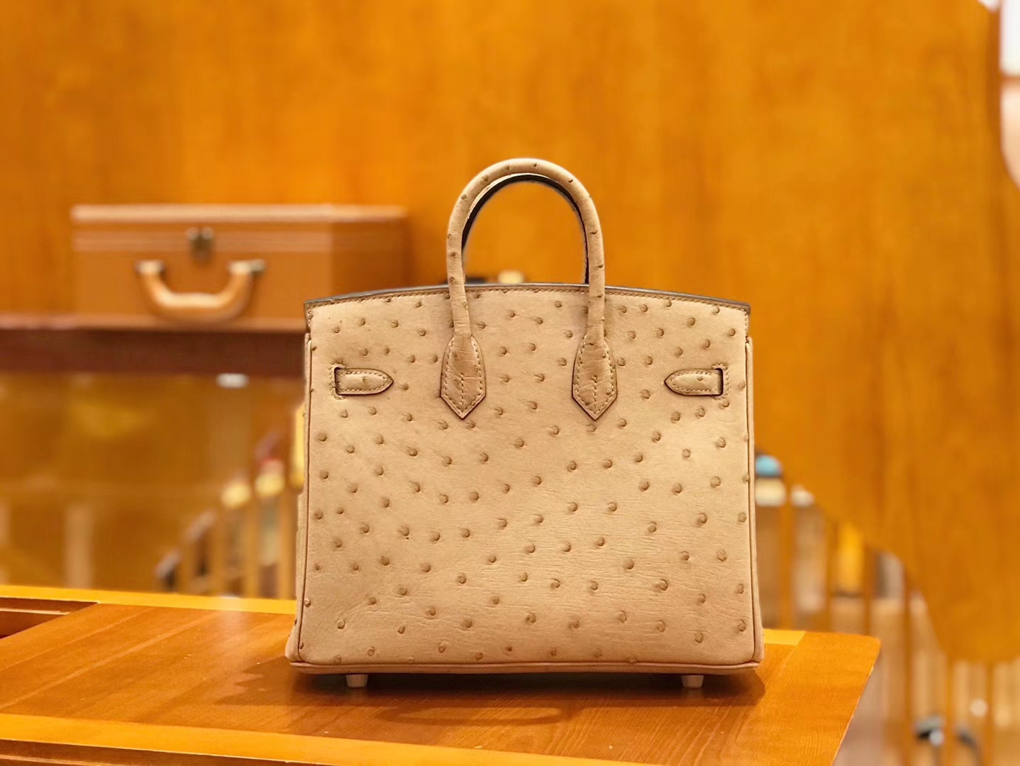 Hermès（爱马仕）Birkin 25cm 鸵鸟皮 奶粉色 全手工缝制 现货