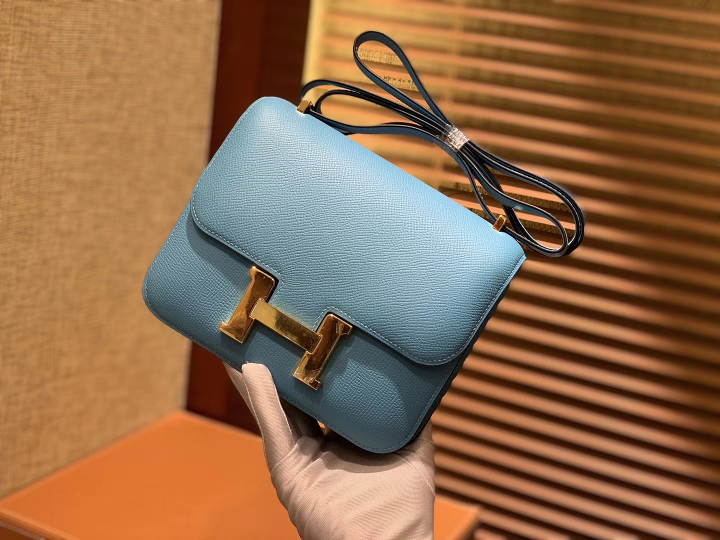 Hermès（爱马仕）Constance 18cm 北方蓝 银扣 掌纹牛皮 全手工缝制 现货