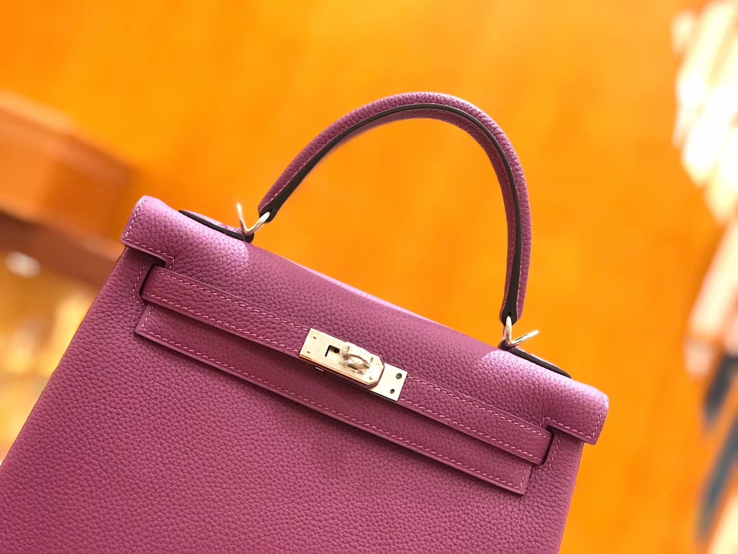 Hermès（爱马仕）Kelly 25cm togo小牛皮 海葵紫 银扣 全手工缝制