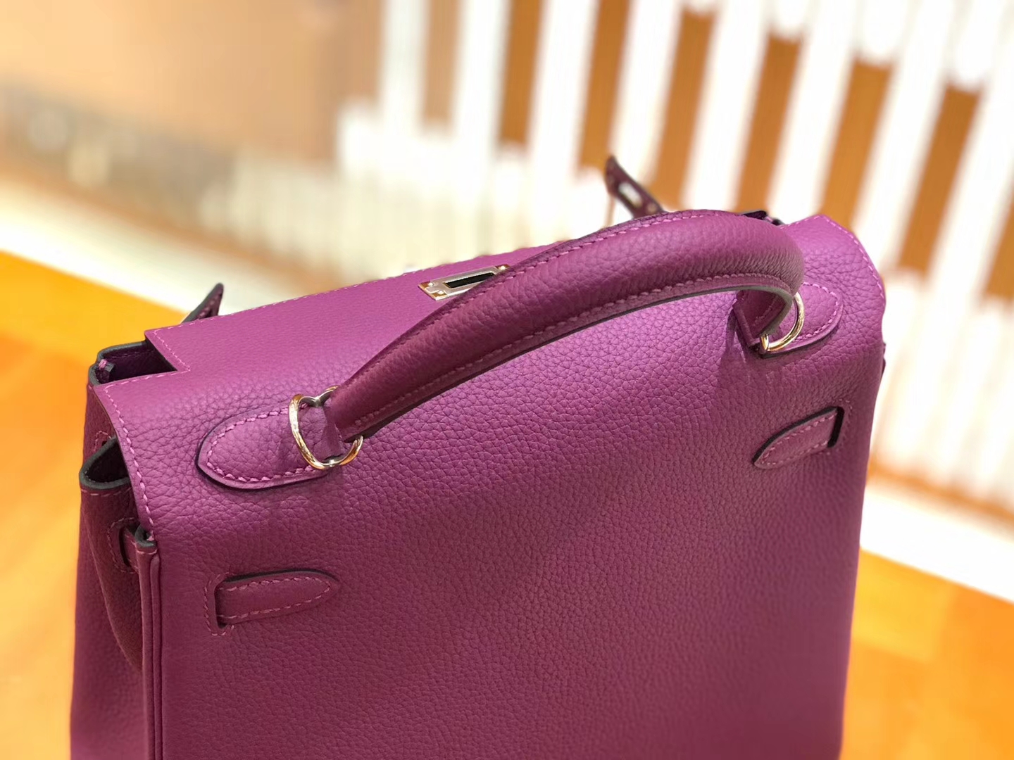 Hermès（爱马仕）Kelly 25cm togo小牛皮 海葵紫 银扣 全手工缝制
