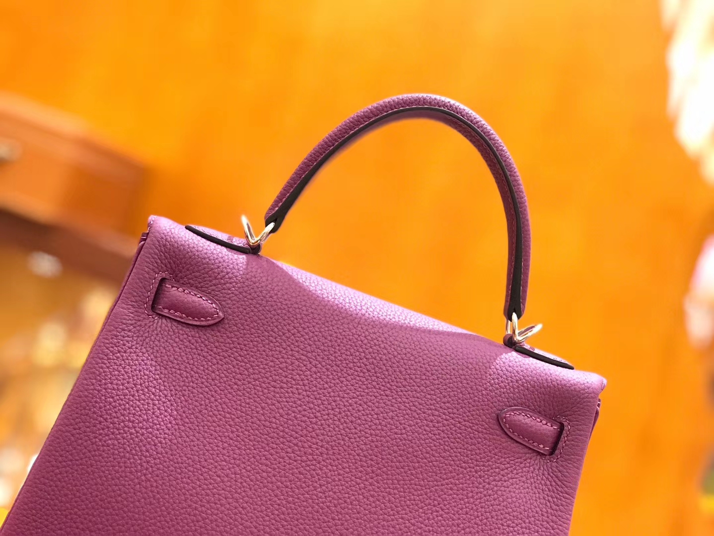 Hermès（爱马仕）Kelly 25cm togo小牛皮 海葵紫 银扣 全手工缝制