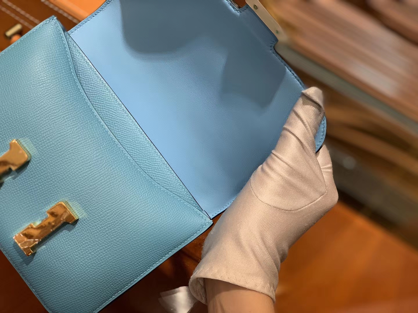 Hermès（爱马仕）Constance 18cm 北方蓝 银扣 掌纹牛皮 全手工缝制 现货