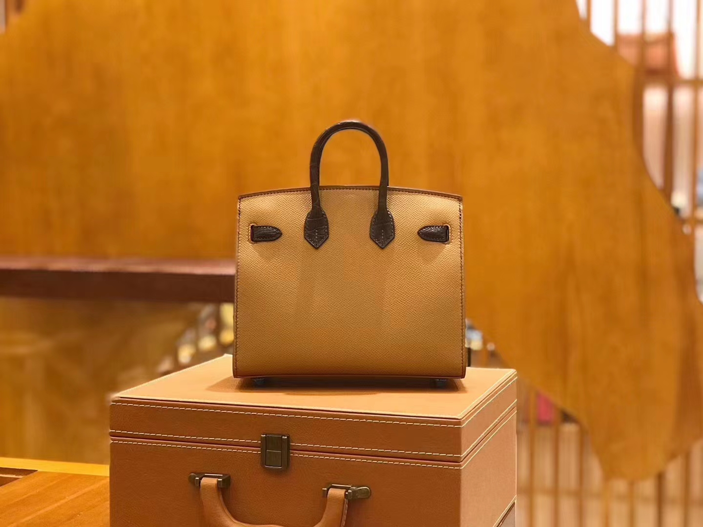 Hermès（爱马仕）Birkin 20cm 限量版小房子 金棕色 Epsom拼鳄鱼皮 顶级全手缝工序