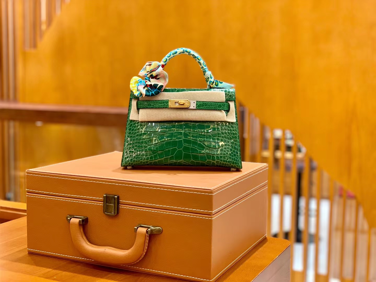 Hermès（爱马仕）迷你 2代 19cm 美洲鳄鱼 仙人掌绿 金扣 全手工缝制 新增现货