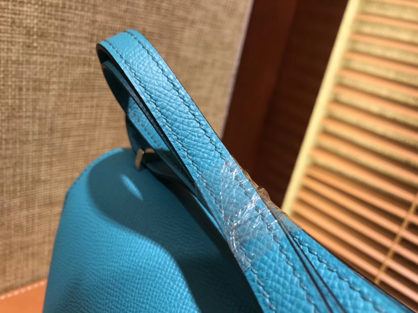 Hermès（爱马仕）Constance 18cm 孔雀蓝 珐琅银扣 掌纹牛皮 全手工缝制 现货