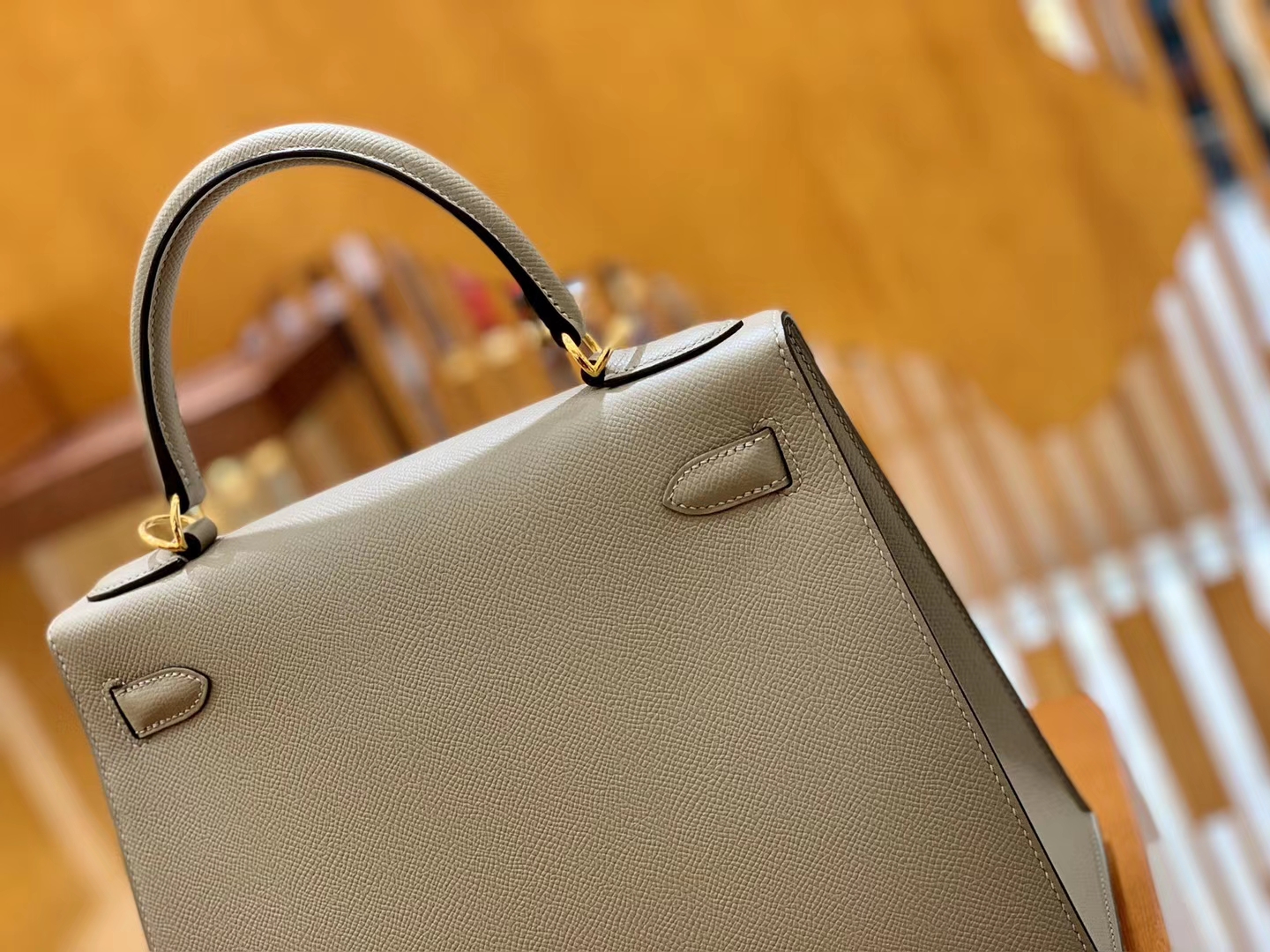 Hermès（爱马仕）Kelly 28cm 掌纹 牛皮 沥青灰 高订工序版本 全手工缝制