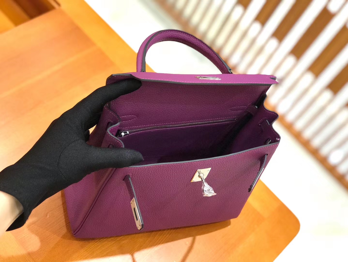 Hermès（爱马仕）Kelly 25cm togo小牛皮 海葵紫 银扣 全手工缝制