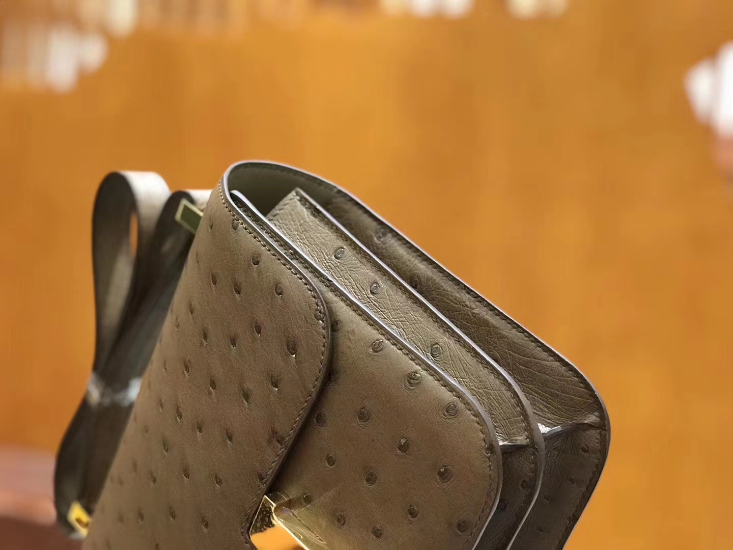 Hermès（爱马仕）Constance 23cm 大象灰 南非KK级鸵鸟皮 金扣 原版蜜蜡线 顶级手缝