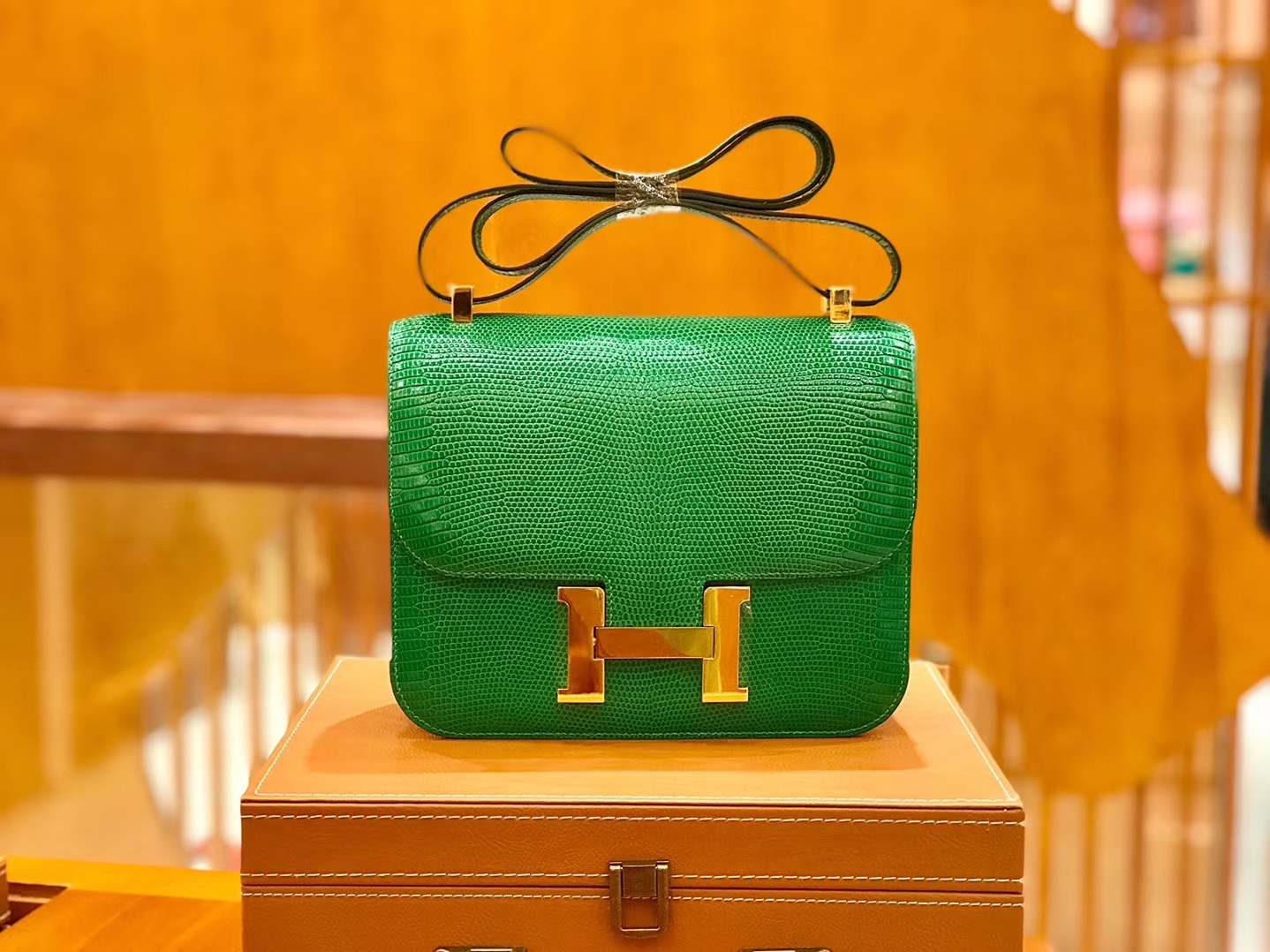 Hermès（爱马仕）Constance 18cm 竹子绿 南非蜥蜴皮 全手工缝制