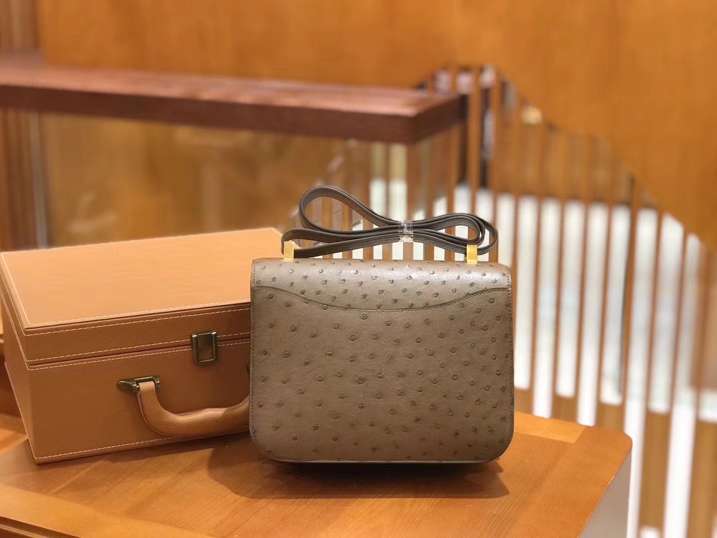 Hermès（爱马仕）Constance 23cm 大象灰 南非KK级鸵鸟皮 金扣 原版蜜蜡线 顶级手缝