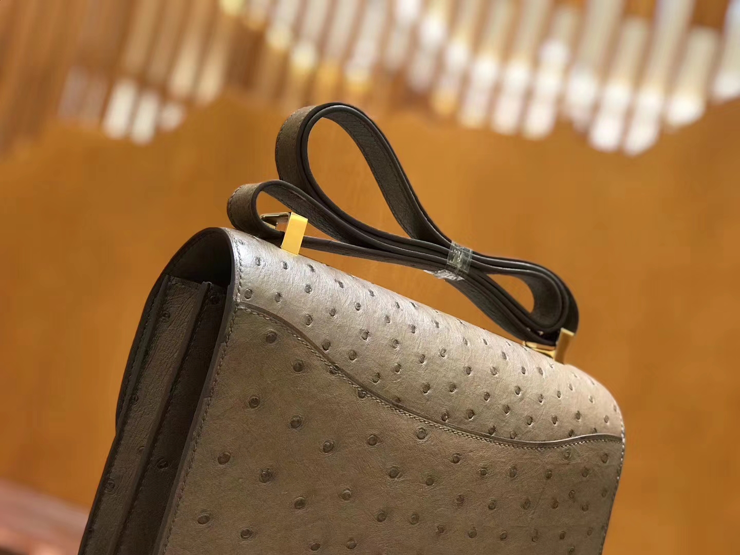 Hermès（爱马仕）Constance 23cm 大象灰 南非KK级鸵鸟皮 金扣 原版蜜蜡线 顶级手缝