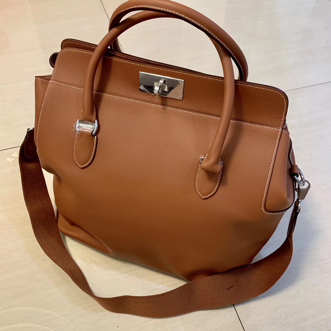 Hermès（爱马仕）Toolbox 牛奶盒 旅行包 金棕色 35cm 少量现货