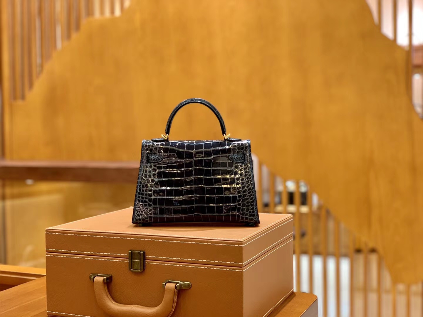 Hermès（爱马仕）迷你 2代 美洲鳄鱼皮 鸭仔蓝 全手工缝制 现货