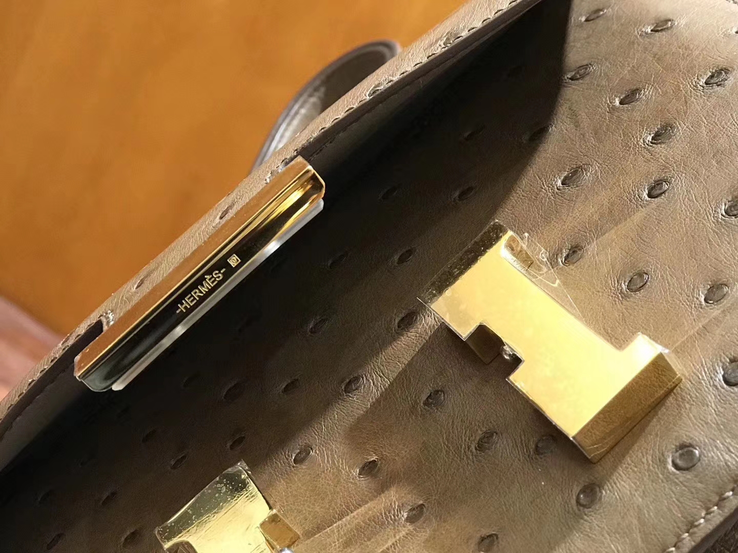 Hermès（爱马仕）Constance 23cm 大象灰 南非KK级鸵鸟皮 金扣 原版蜜蜡线 顶级手缝