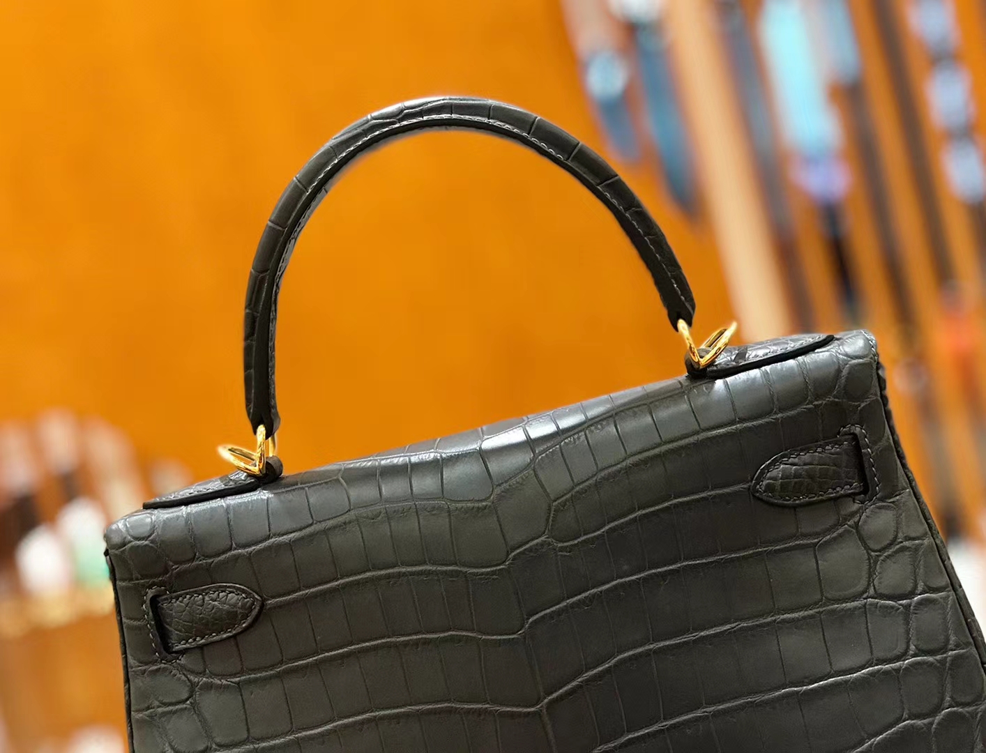 Hermès（爱马仕）Kelly 28cm 石墨灰 金扣 哑光 尼罗鳄鱼皮 全手工缝制 现货