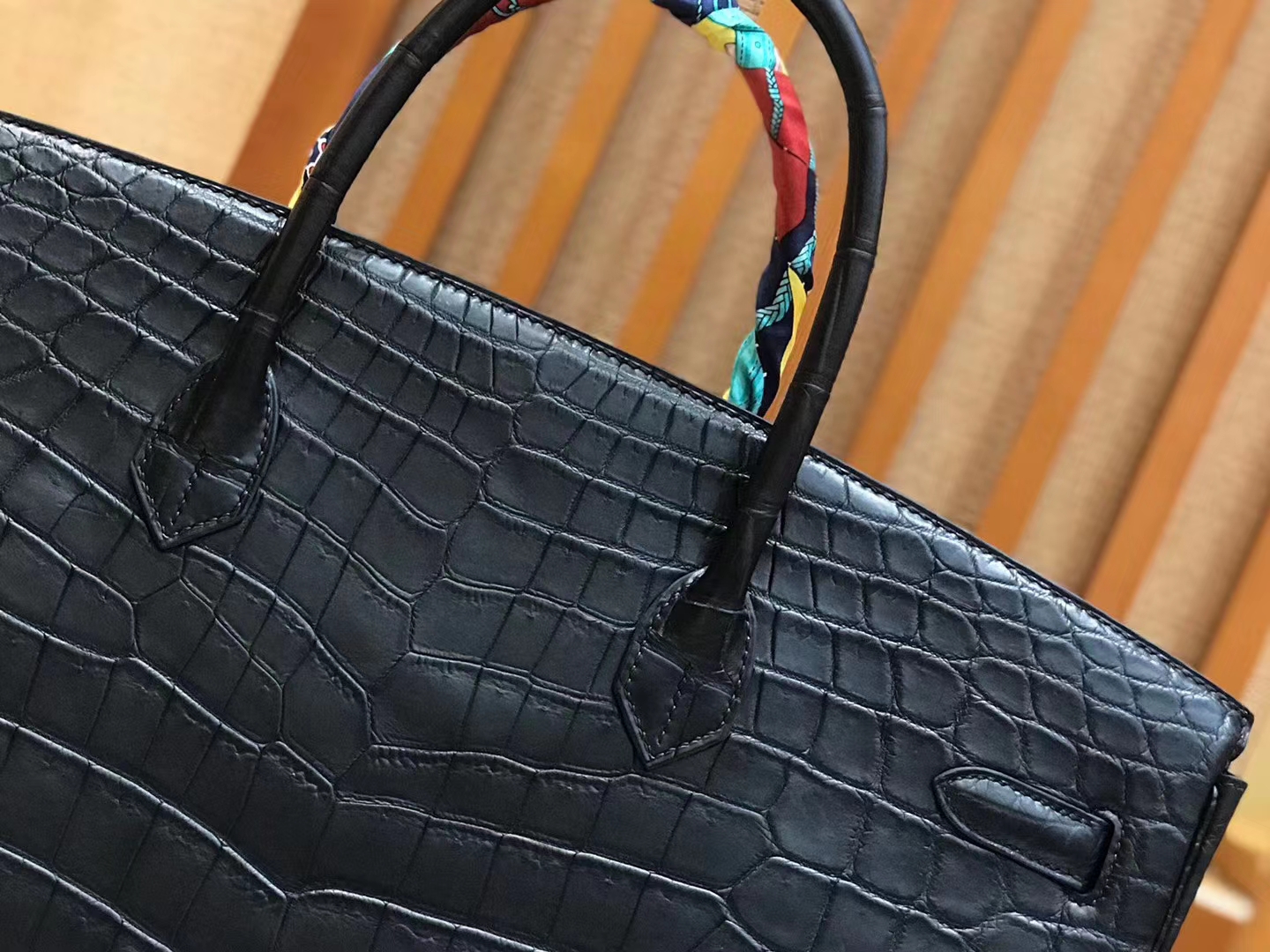 Hermès（爱马仕）Birkin 铂金包 经典黑 进口一级雾面尼罗鳄鱼皮 蜡线 40cm